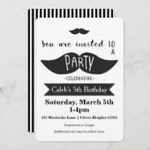 Mustache Bash Birthday PARTY Modern Invitations (Front/Back)