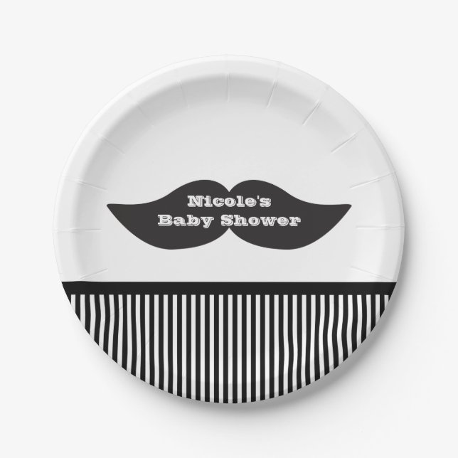 Mustache Bash Birthday PARTY Modern Plates (Front)