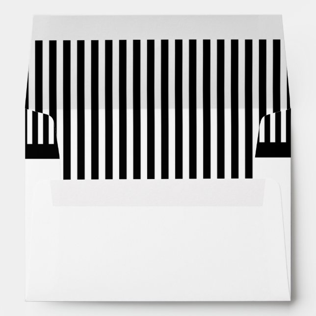 Mustache Bash Black & White Striped PARTY Envelope (Back (Bottom))
