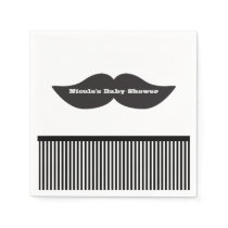 Mustache Bash Black & White Striped Party Napkins