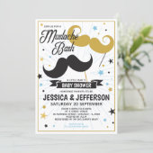 Mustache Bash Boy Baby Faux Glitter Shower Invitation (Standing Front)