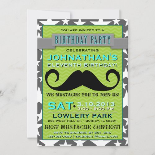Mustache Bash Chevron Birthday Party Invitation