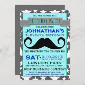Mustache Bash Chevron Birthday Party Invitation (Front/Back)