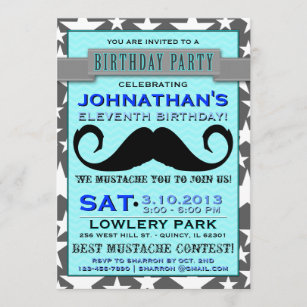 Mustache Bash Chevron Birthday Party Invitation