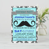 Mustache Bash Chevron Birthday Party Invitation (Standing Front)