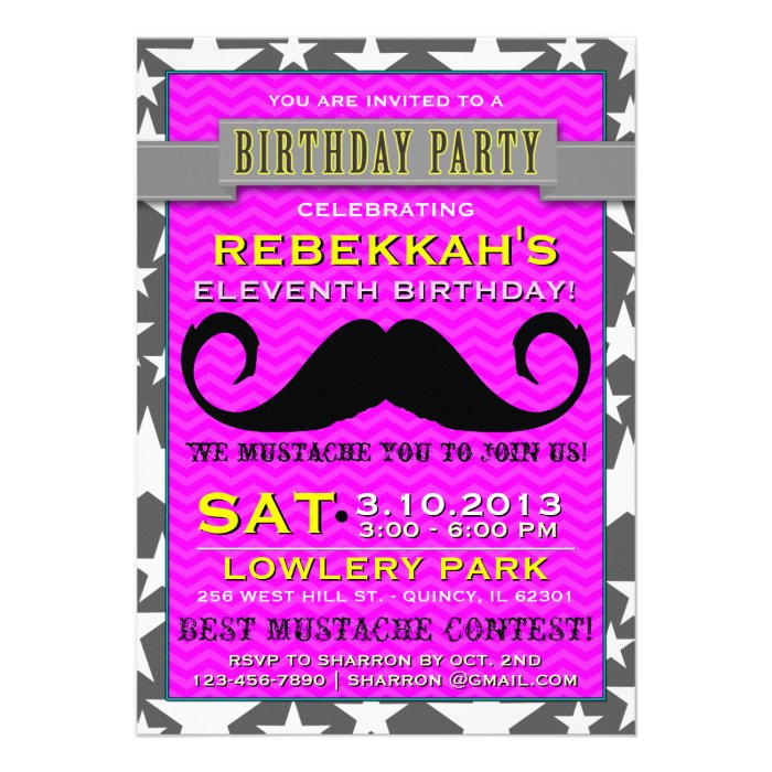 Mustache Bash Chevron Birthday Party Invitation