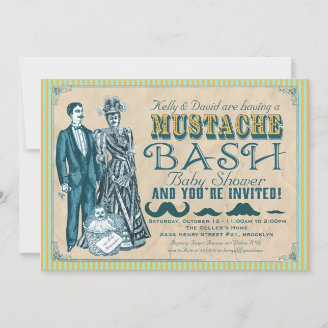 Mustache Bash Couples Baby Shower Invitation (Front)