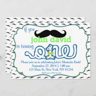Mustache Bash First Birthday Invitation