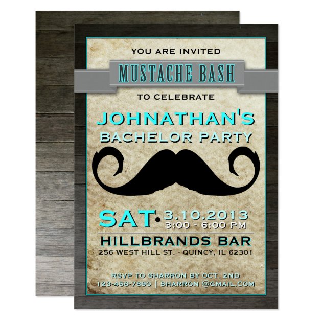 Mustache Bash Hipster Bachelor Party Invitation