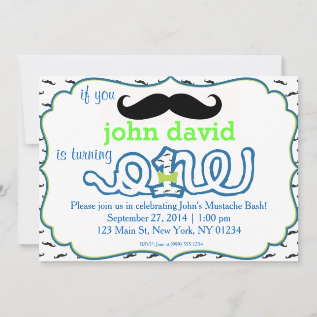 Mustache Bash Invitation (Front)