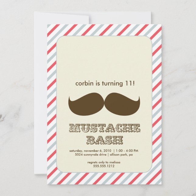 mustache bash invitation (Front)
