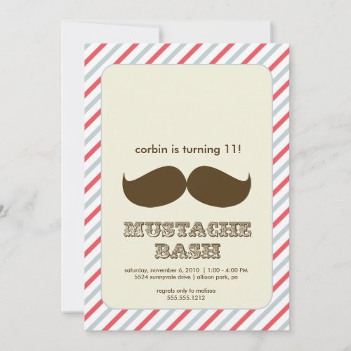 mustache bash invitation