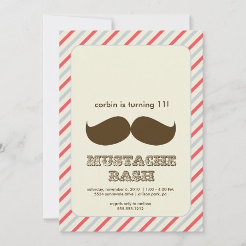 mustache bash invitation