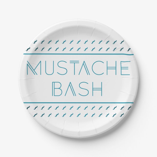 Mustache Bash Metro Paper Plates (Front)