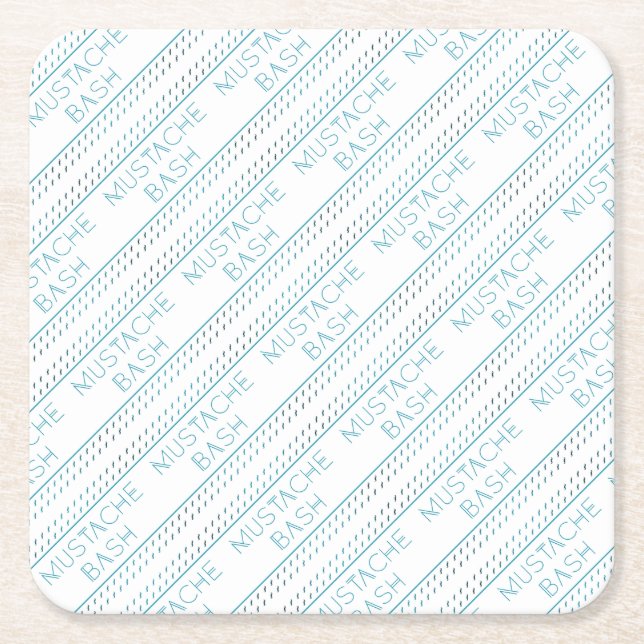 Mustache Bash Metro Square Paper Coaster (Front)