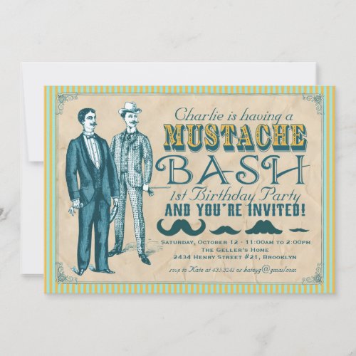 Mustache Bash Party Invitation