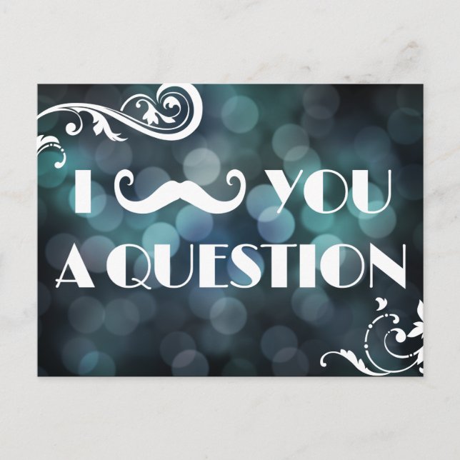 Mustache Bash Question Bokeh Lights Invitations (Front)