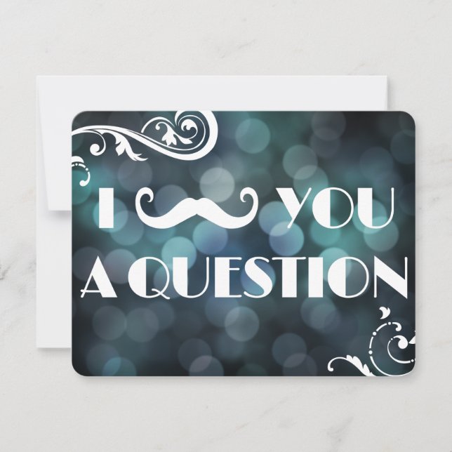 Mustache Bash Question Bokeh Lights Invitations (Front)