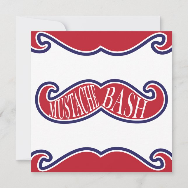 Mustache Bash - Red, White and Blue Invitation (Front)