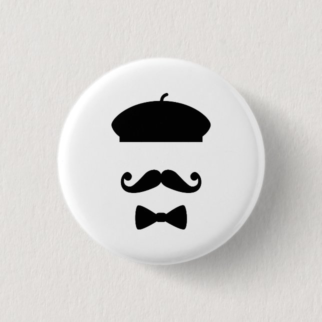Mustache & Beret Pictogram Button (Front)