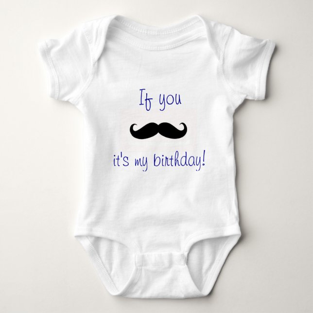 Mustache Birthday Baby Bodysuit (Front)