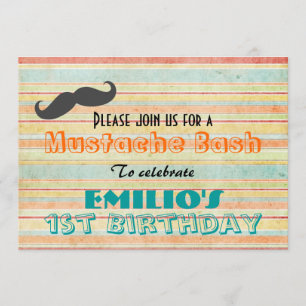 Mustache Birthday Bash Invite