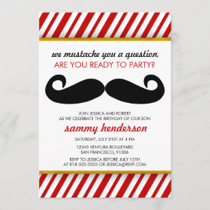 Mustache Birthday Invitation