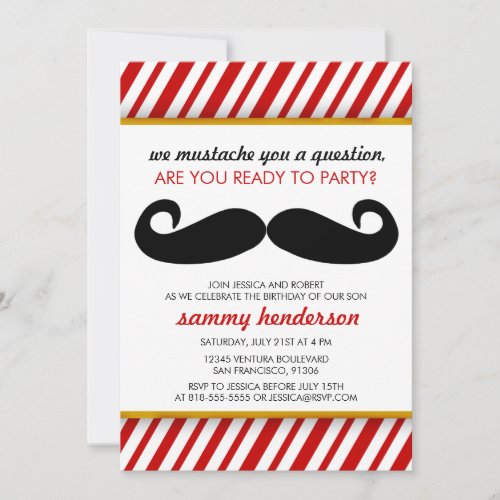 Mustache Birthday Invitation