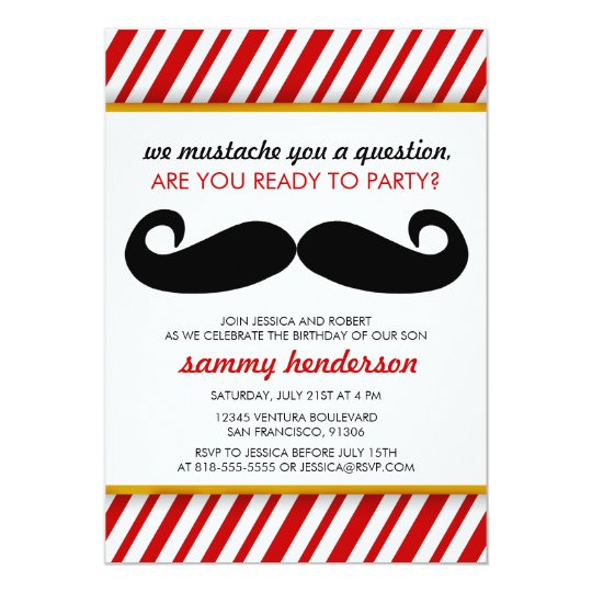 Mustache Birthday Party Invitations Templates 10