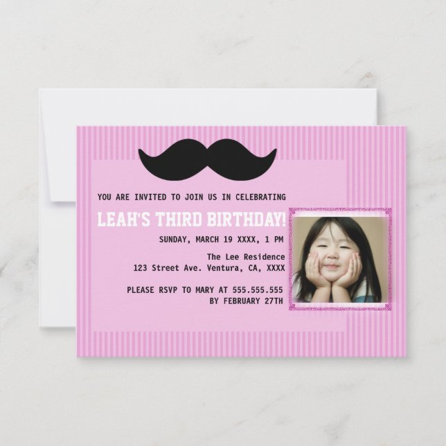 Mustache Birthday Party Invitation (Front)