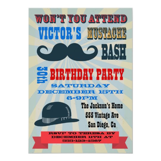 Mustache Birthday Party Invitations Zazzle