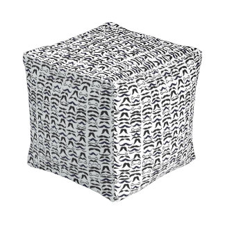 Mustache Black and Gray Vintage Modern Pattern Pouf