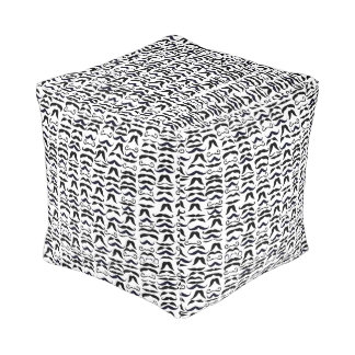 Mustache Black and Gray Vintage Modern Pattern Pouf