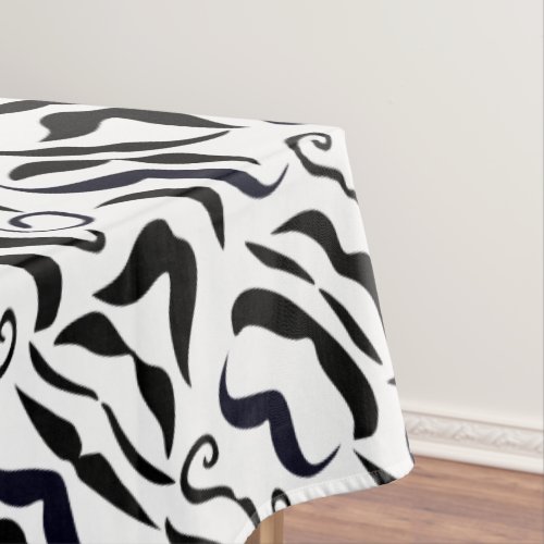 Mustache Black and White Any Color Background Tablecloth