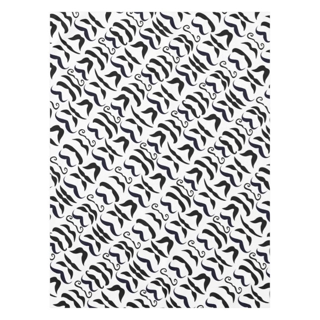 Mustache Black and White Hipster Tablecloth (Front)