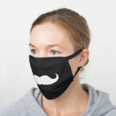 Mustache Black Cotton Face Mask (Angled)