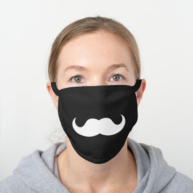 Mustache Black Cotton Face Mask (Worn)