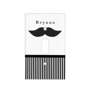 Mustache Black & White Light Switch Cover Decor