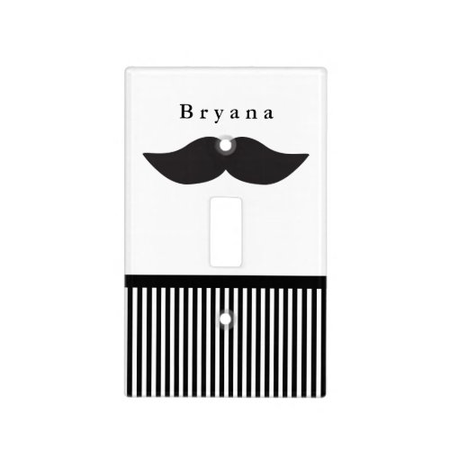 Mustache Black  White Light Switch Cover Decor