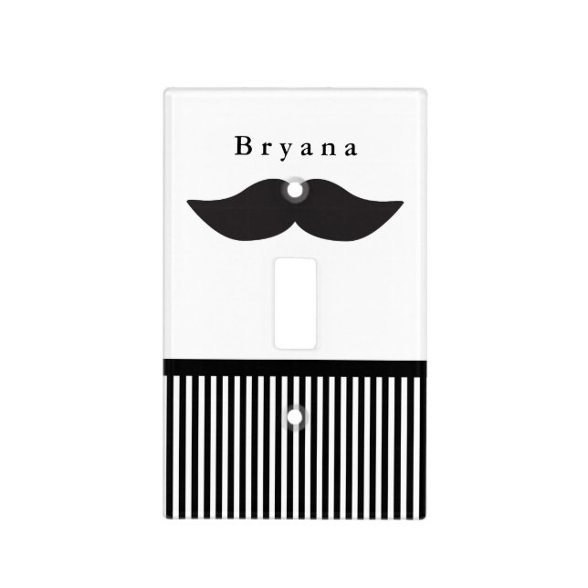 Mustache Black & White Light Switch Cover Decor (Front)
