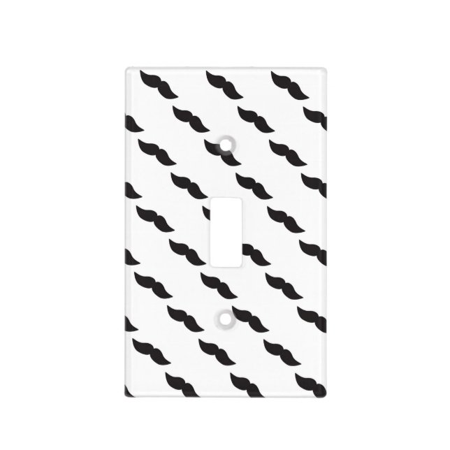 Mustache Black & White Light Switch Cover Decor (Front)