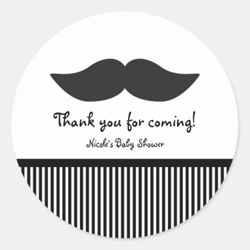 Mustache Black  White Modern Party Stickers