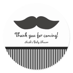Mustache Black & White Modern Party Stickers