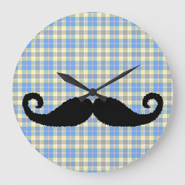 Mustache blanket large clock (Front)