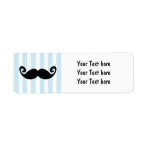 Mustache blue Striped Birthday Party Labels