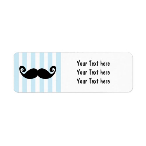 Mustache blue Striped Birthday Party Labels