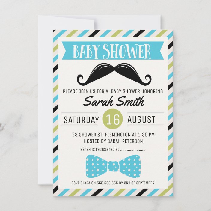 Mustache Bow Little Man Baby Shower Invitation Zazzle Com