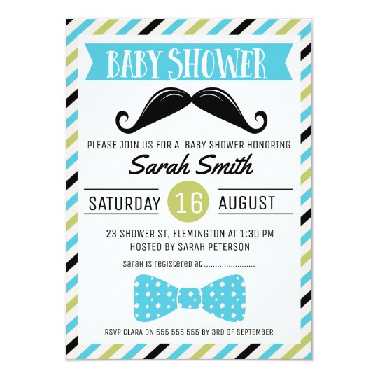 Mustache Bow Little Man Baby Shower Invitation Zazzle
