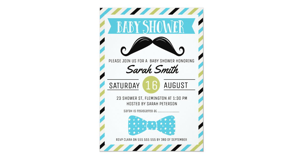 Mustache Bow Little Man Baby Shower Invitation Zazzle Com