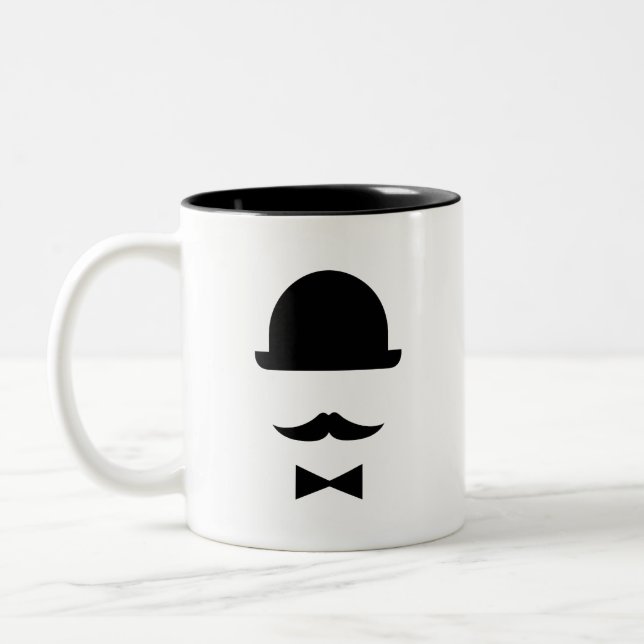 Mustache & Bowler Hat Pictogram Mug (Left)